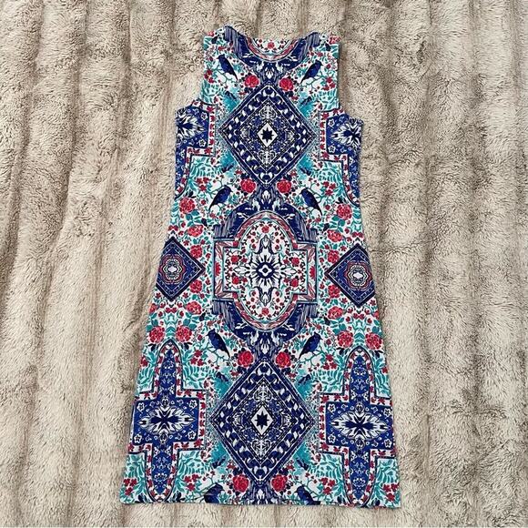 Charter‎ Club Costal Spring Blue Floral Bird Stretchy Sheath Dress - Picture 5 of 6